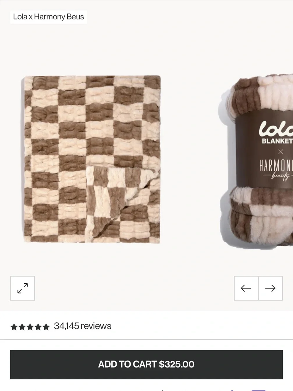 lola Checkered Plush Throw Blanket in Mocha and Cream